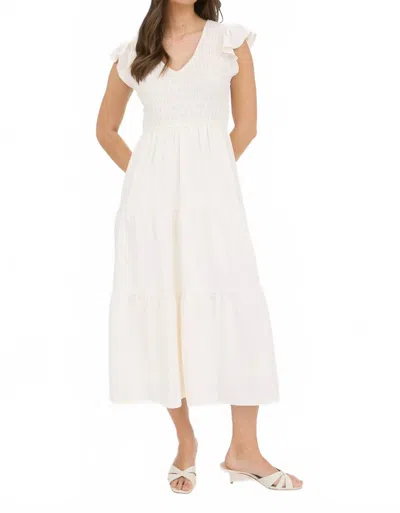 Blu Pepper Flutter Sleeve Maxi Dress In Cream In Animal Print