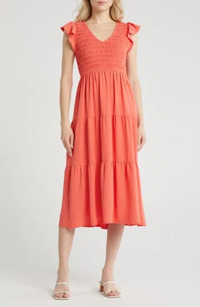 Blu Pepper Flutter Sleeve Midi Dress