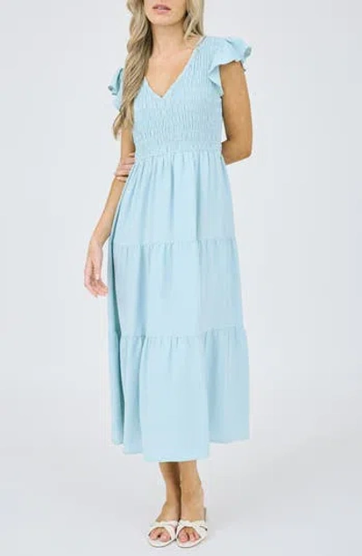 Blu Pepper Flutter Sleeve Midi Dress