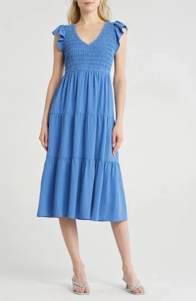 Blu Pepper Flutter Sleeve Midi Dress