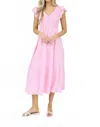 Blu Pepper Flutter Sleeve Midi Dress In Light Pink In Pink