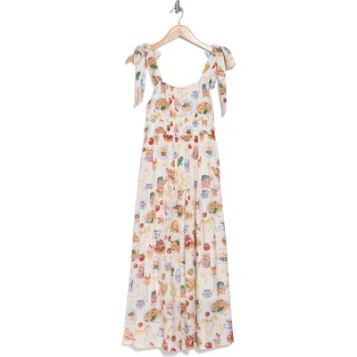 Blu Pepper Food Tiered Midi Sundress In Off White Multi