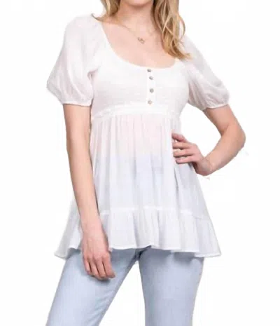 Blu Pepper Force Of Love Babydoll Top In White