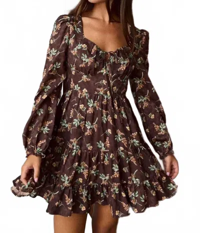 Blu Pepper Francis Floral Mini Dress In Brown In Yellow
