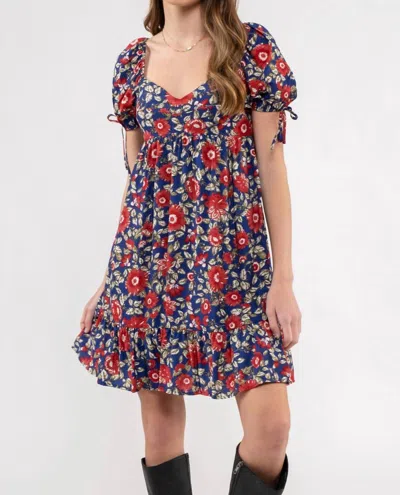 Blu Pepper Frolic Sweetheart Mini Dress In Royal Blue Multi