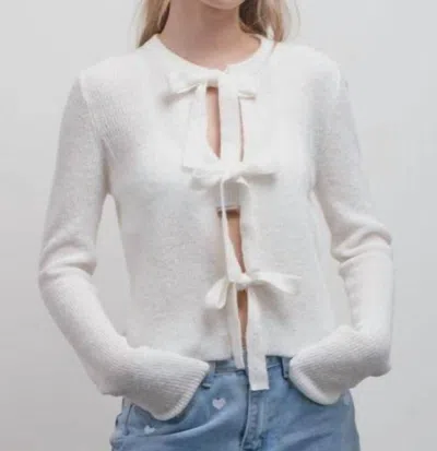 Blu Pepper Front Bow Cardigan In Cream In White