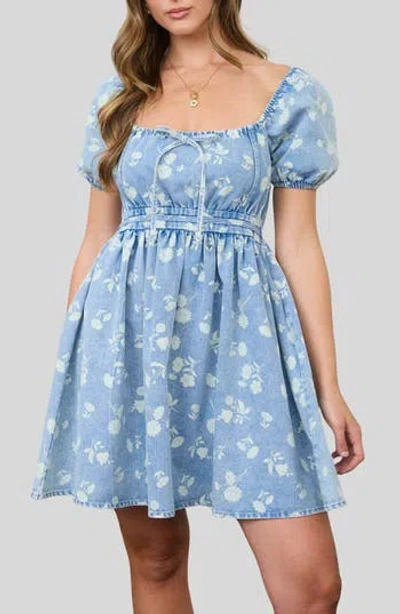 Blu Pepper Front Bow Tie Minidress In Blue