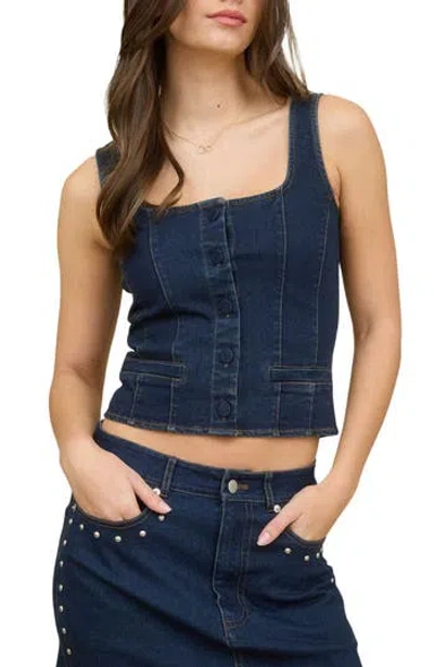 Blu Pepper Front Button Crop Denim Tank