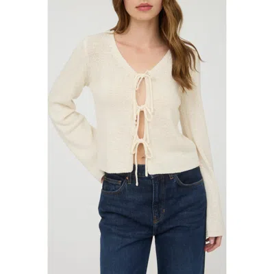 Blu Pepper Front Tie Crop Cardigan In White