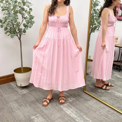 Blu Pepper Front Tie Midi Dress In Pink