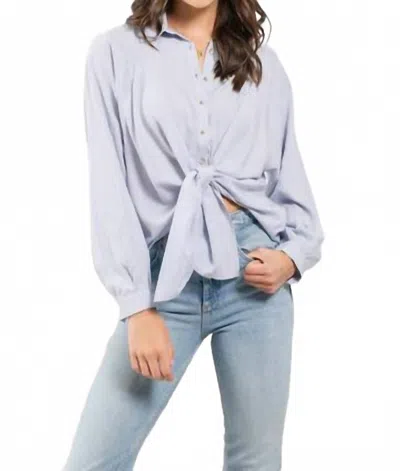 Blu Pepper Front Tie Woven Top In Light Blue