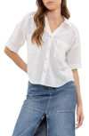 Blu Pepper Gauze Short Sleeve Button-down Shirt In White