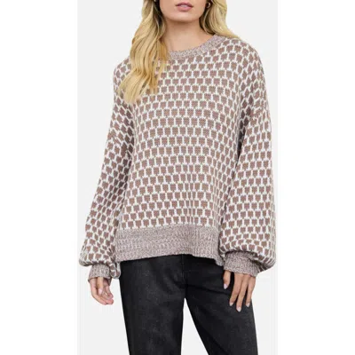 Blu Pepper Geometric Pattern Relaxed Sweater In Cream