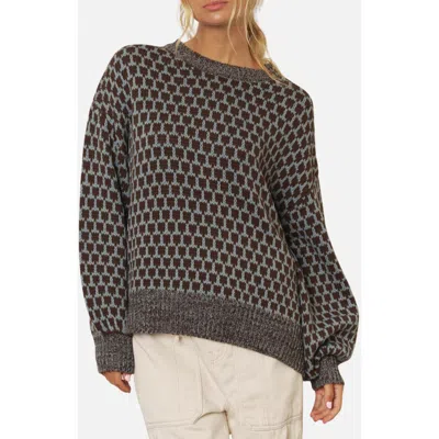Blu Pepper Geometric Pattern Relaxed Sweater In Dusty Blue