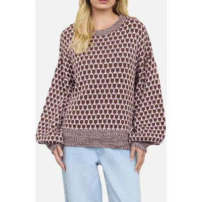 Blu Pepper Geometric Pattern Relaxed Sweater In Pink