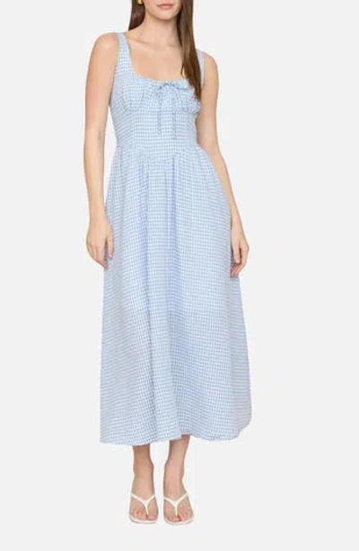 Blu Pepper Gingham Fit & Flare Midi Dress In Blue