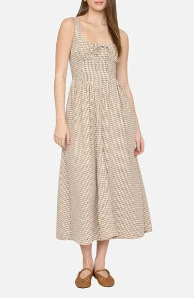 Blu Pepper Gingham Fit & Flare Midi Dress In Gray