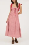 Blu Pepper Gingham Tie Strap Fit & Flare Sundress In Purple