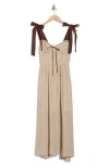 Blu Pepper Gingham Tie Strap Fit & Flare Sundress In Gold