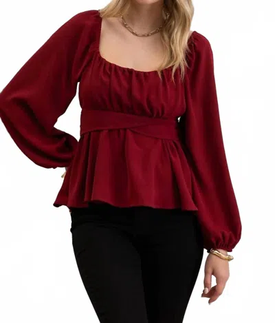 Blu Pepper Grace Peplum Blouse In Garnet In Multi