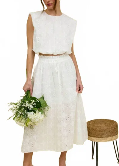 Blu Pepper Gracie Balloon Sleeveless Top In White Eyelet In Multi