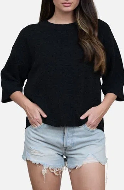Blu Pepper Heathered Crewneck Sweater In Black