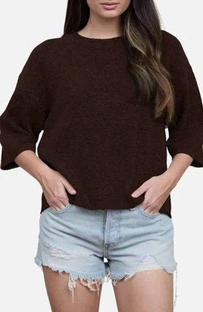 Blu Pepper Heathered Crewneck Sweater In Brown