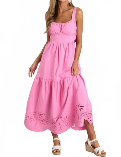 Blu Pepper Heidi Cotton Eyelet Dress In Bubblegum Pink