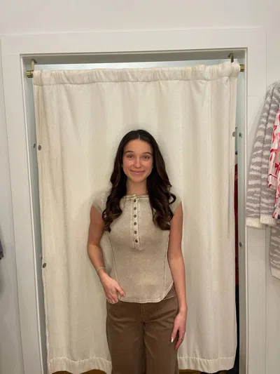Blu Pepper Henley Girl Top In Mocha In Brown