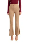 Blu Pepper High Waist Flare Slit Dress Pant In Khaki In Green