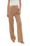 Blu Pepper High Waist Straight Leg Dress Pants In Camel In White