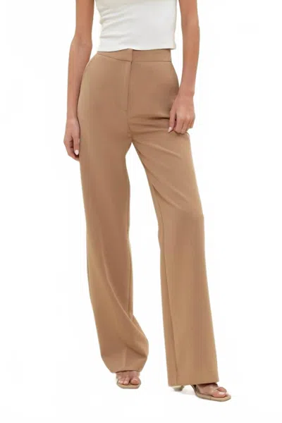 Blu Pepper High Waist Straight Leg Dress Pants In Camel