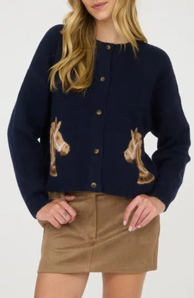 Blu Pepper Horse Cardigan In Blue