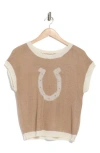 Blu Pepper Horseshoe Sleeveless Sweater In Brown