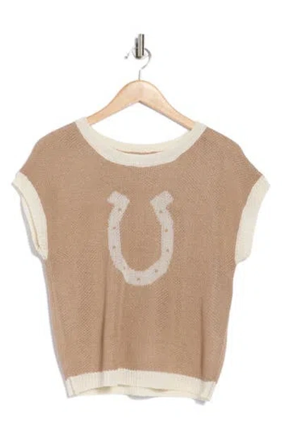 Blu Pepper Horseshoe Sleeveless Sweater In Brown