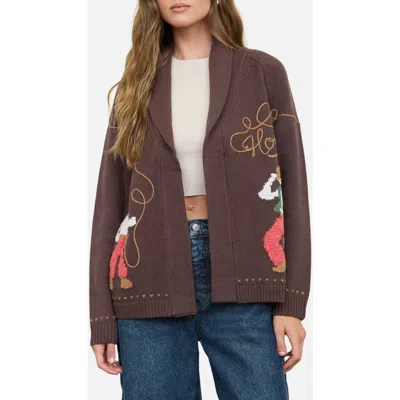 Blu Pepper Howdy Cowboy Jacquard Cardigan In Brown
