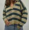 Blu Pepper Ivy League Striped Sweater In Green In Green
