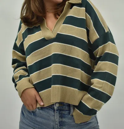 Blu Pepper Ivy League Striped Sweater In Green