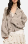 Blu Pepper Jacquard Cardigan In Brown