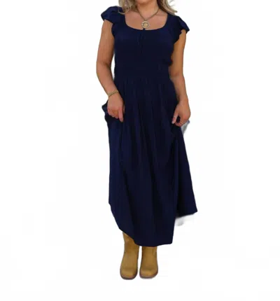 Blu Pepper Kyla Ruffle Sleeve Midi Dress In Navy In Multi