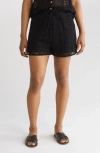 Blu Pepper Lace Drawstring Shorts In Black