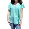 Blu Pepper Lace-lined Woven Top In Light Emerald In Multi