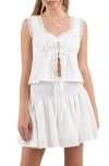 Blu Pepper Lace Trim Tie Front Tank Top