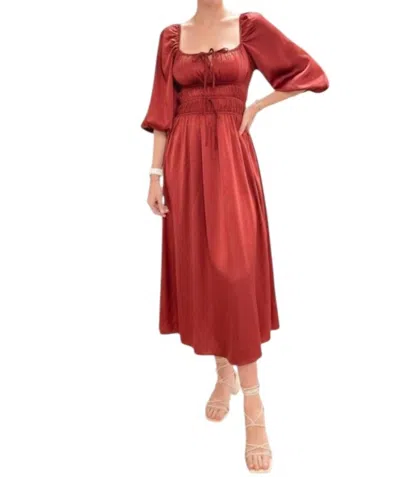 Blu Pepper Lady Satin Maxi Dress In Red