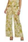Blu Pepper Leaf Print Dress Pants In Kiwi In Multi