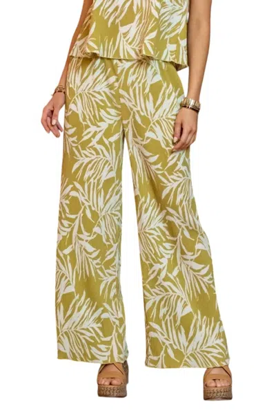 Blu Pepper Leaf Print Dress Pants In Kiwi In Multi