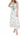 Blu Pepper Green Doodle Max Dress With Adjustable Straps In Green Doodle Print In White
