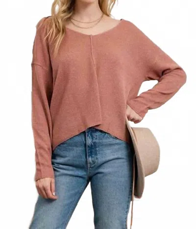 Blu Pepper Light Weight Back Button Sweater In Sienna In Pink