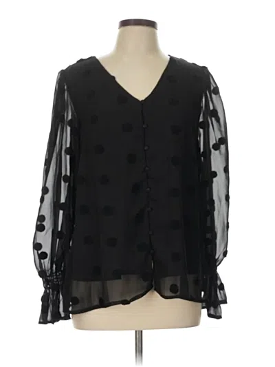 Pre-owned Blu Pepper Long Sleeve Blouse In Black