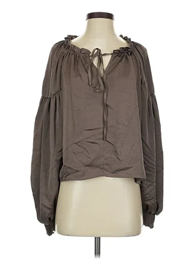 Pre-owned Blu Pepper Long Sleeve Blouse In Brown